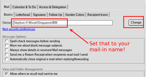 Change the Mailfile Owner