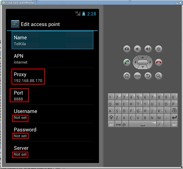 Proxy settings in Android